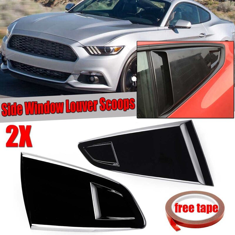 1Pair Car Side Window Quarter Rear Louver Scoops Side Vent Scoop Cover Trim for Ford Mustang 2 Door for Coupe Model