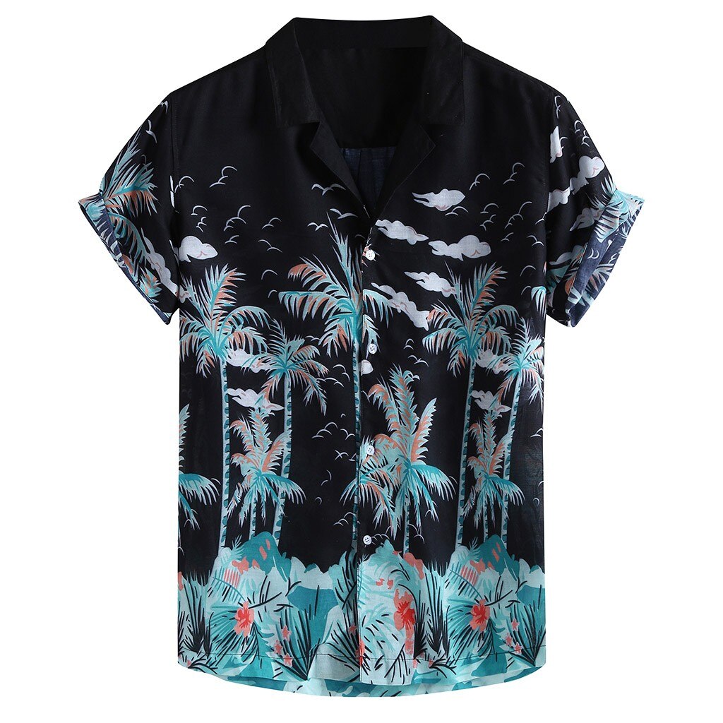 Camisas a la para hombre, blusa para hombre, ropa de playa suelta hawaiana con estampado de otoño, botones de manga corta de algodón para trabajo informal, camiseta para hombre