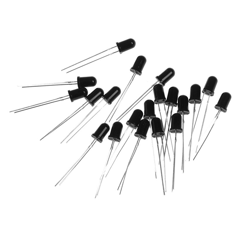 20 st 5mm 940nm ir-detektorsensor infraröd fototransistor svart/vit: Svart