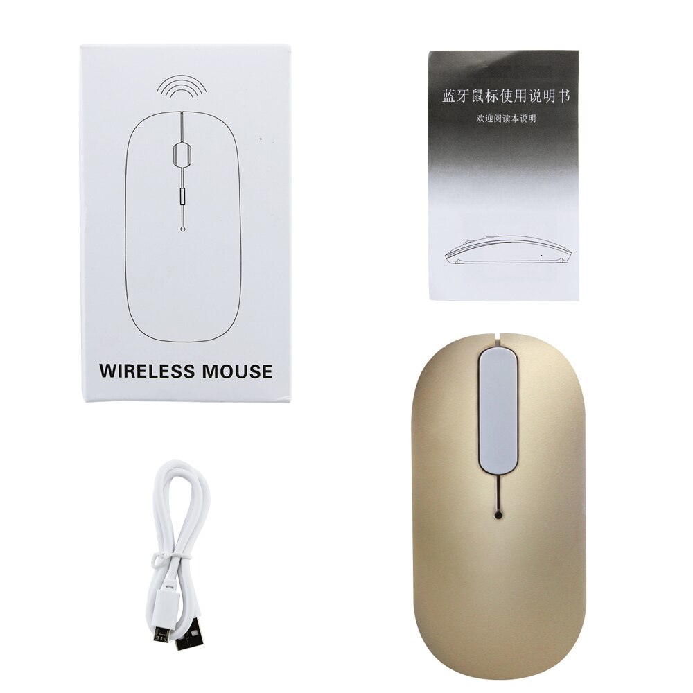 Bluetooth Wireless Mouse Rechargeable Touch Scroll Computer Mouse Silent Ergonomic Slim PC Mause Optical Mice For Macbook Laptop: Gold