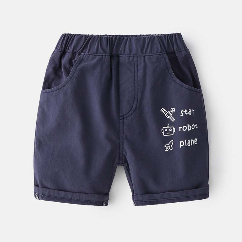Bambino ragazzi pantaloncini estate pantaloni pantaloncini cotone moda lettera stampa pantaloni bambini Clothes1-6 anni: kz2170-Navy blue / 5T