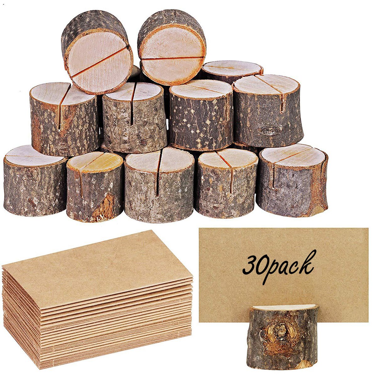 Soportes de tarjetas de madera con mesa, mesa para cartas, soporte para Tarjeta De Nombre, notas para , boda y oficina, 10/20/30 Uds.: 30pcs