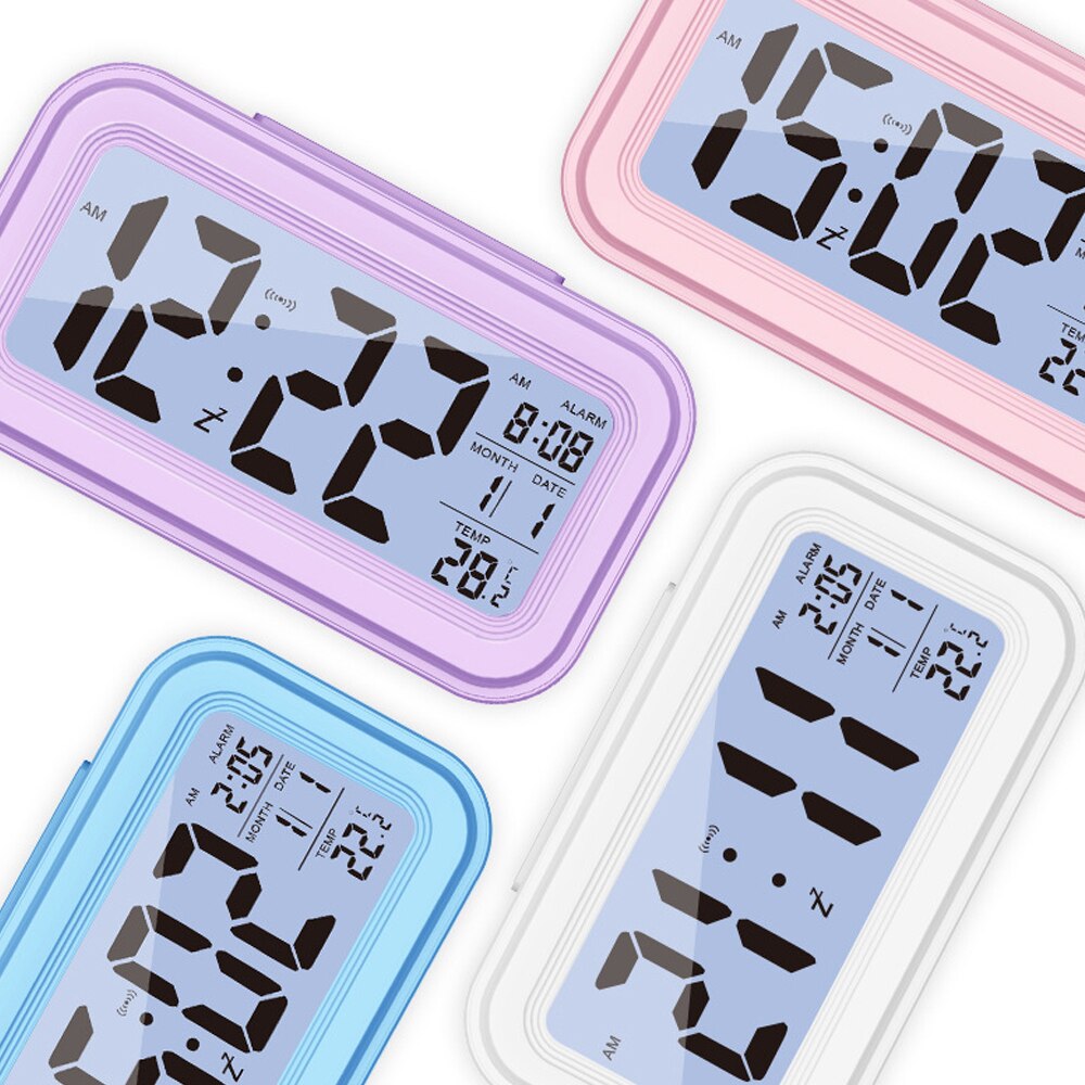 Reloj despertador inteligente Digital pantalla LCD cubo luminoso para noche pantalla temperatura y calendario función Snooze despertador