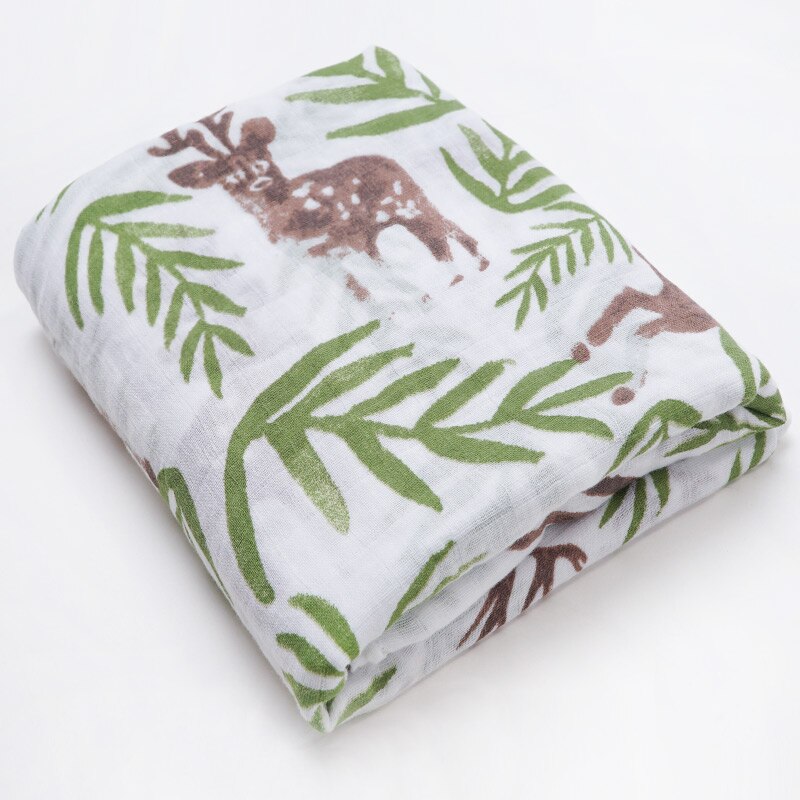 Fashionable Cotton Baby Blankets Newborn muslin Baby Swaddle Wrap Soft Infantil Receiving Blanket baby bed Stroller Accessories: Deer leaves
