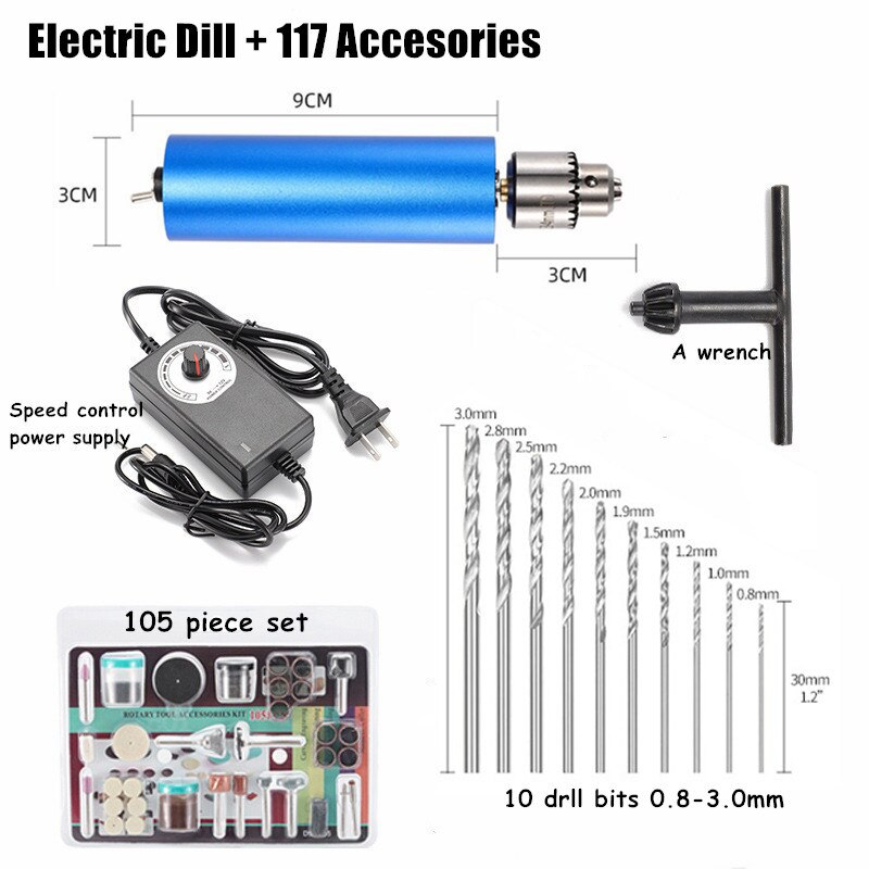 Mini Elektrische Handboor Met Power 0.3-4Mm Chuck 4000-13000Rpm Rotary Tool Kit Voor Hout diy Craft Sieraden Walnoot Polijsten Tool: Grinder Pen Set 4