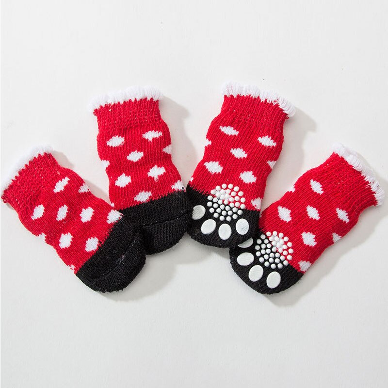 Calcetines antideslizantes con dibujos animados para mascota, medias cálidas informales para perro, Calcetines estampados para cachorros, perros pequeños y medianos, producto para mascotas, novedad