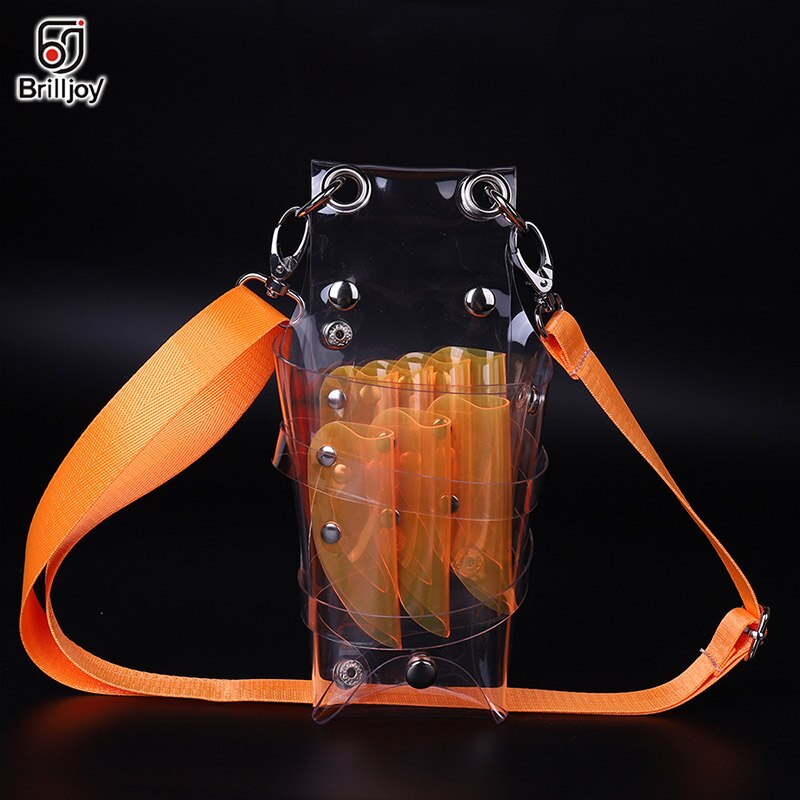 Brilljoy Lightweight Hairdressing Tool Bag pvcTransparent Cutting Scissor Barber Hair Scissor Bag Pouch Hairdressing Scissor Bag: Scissors bag orange