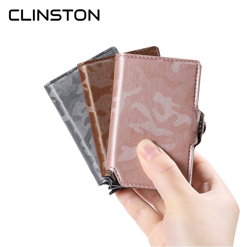 RFID Classic Camouflage Pattern Leather Men's Card holder Aluminum Metal Business Slim ID Credit Cardholder Mini Wallet