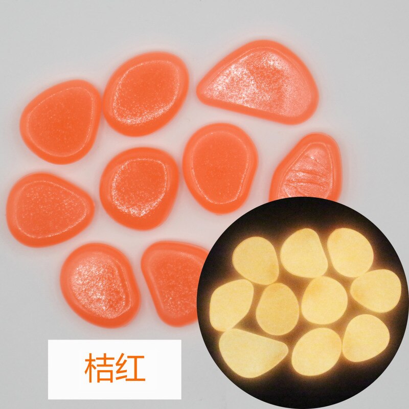 100 stuks/pak glow in the dark tuinkiezels, lichtgevende stenen voor aquariumpaden, tuinpaden, tuindecoratie, lichtgevende stenen: Oranjerood