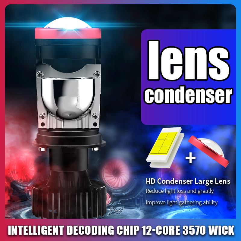 2 Stuks Auto Koplampen Lamp H4 Lenzen Led Lamp H4 Led Canbus Koplampen H4 Mini Projector Led Voor motorfiets Ultra Heldere Koplamp