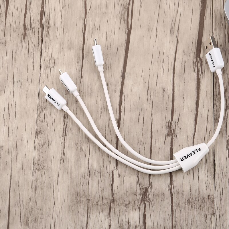 2 Stks/partij 25Cm 3ft 3 In 1 Micro Usb Kabel Power 3 Micro Usb Apparaten Tegelijk