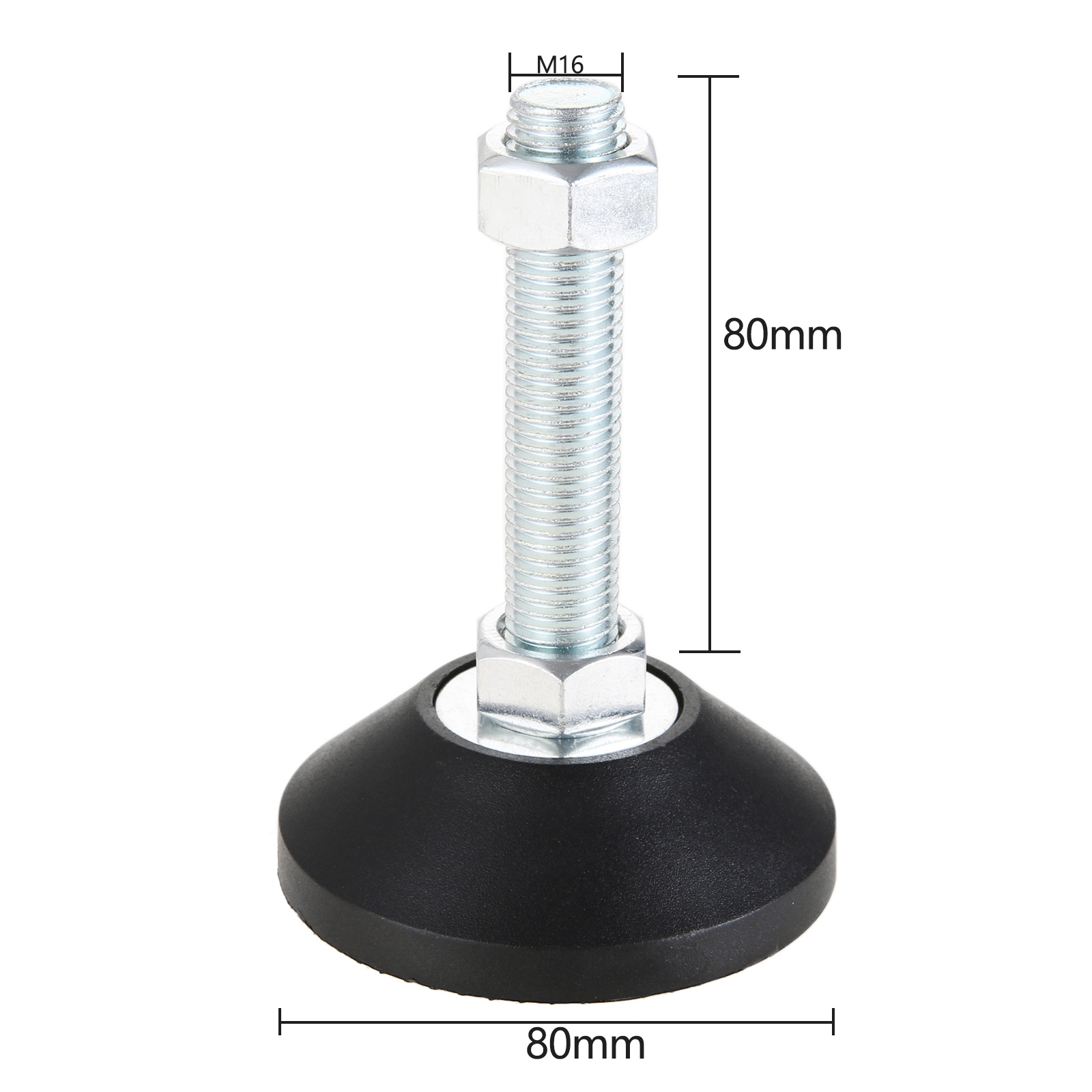1/2pcs Adjustable Furniture Foot w/Thread Nylon Metal Glide Leveling Feet M8 M10 M12 M14 M16 Guard Pad Machine Equipment Support: 80XM16X80(DXMXH)1pc