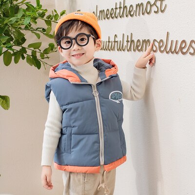 Kinderwinterkleding dikke vesten katoenen gewatteerde jongens mouwloze jassen babymeisjes bovenkleding: Blauw / 10