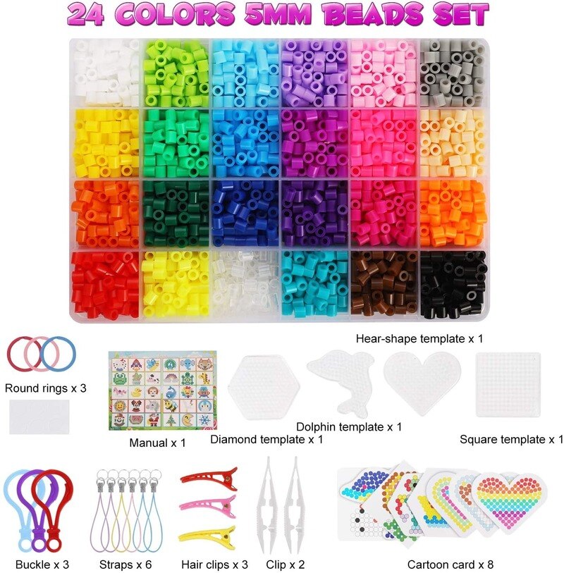 Jinletong 2400Pcs Zekering Kralen 5Mm Set Met Hama Kralen Pegboards Accessoires Box Set Leren Speelgoed Voor kinderen