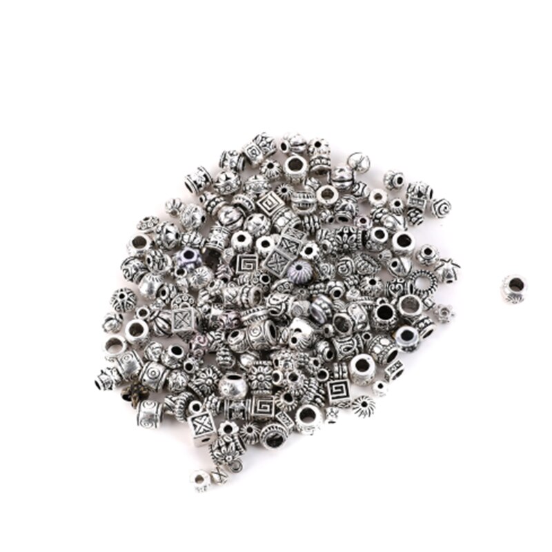 180pcs /pack Mixed Tibetan Silver Bead Connectors Antique Loose Spacer Beads for DIY Jewelry Bracelet Making