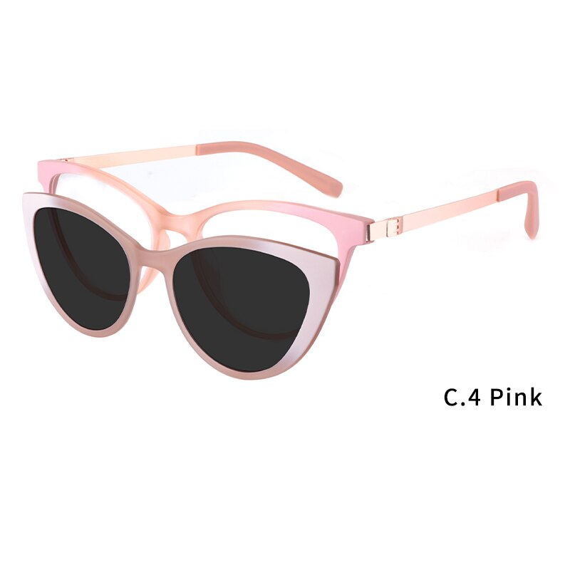 Ceofy – lunettes de soleil yeux de chat pour femmes, monture optique polarisée, magnétisme, de CD6817: CD6817C4