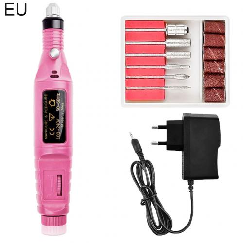 Electric Nail Drill Machine Pen Apparatus For Manicure Milling Cutters Electric Nail Sander Pedicure Manicure with usb line: Pink / EU Plug