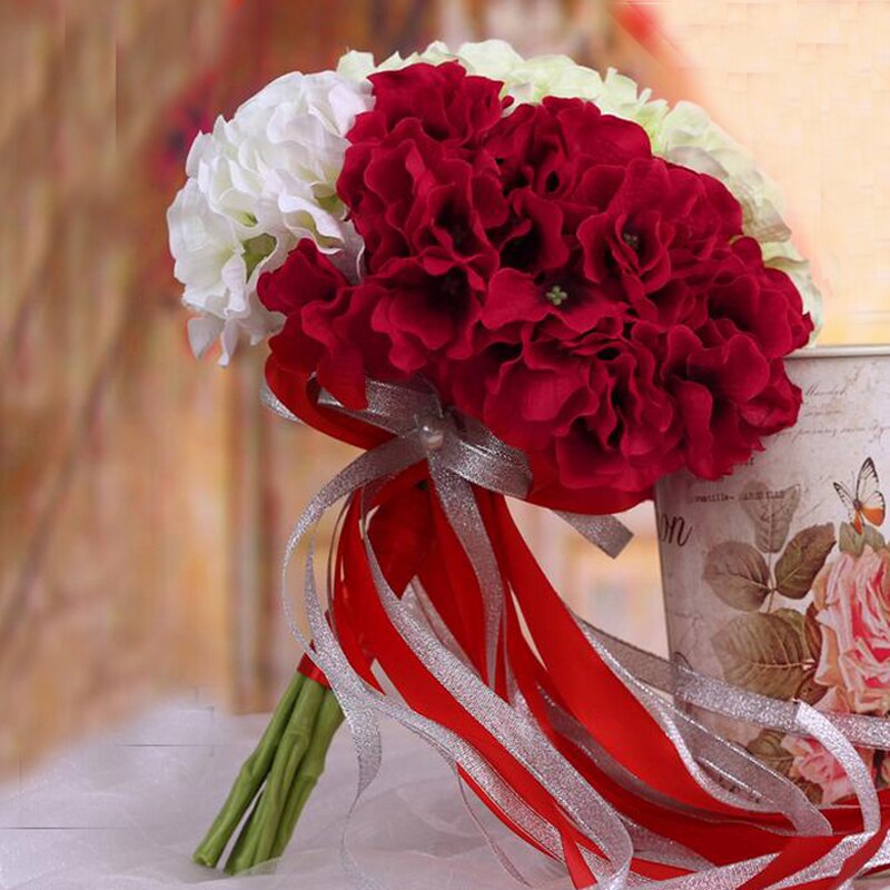 Buque De Noiva Romantic Holding Flowers Laurustinu with Ribbon Bridal Bouquet for Bridesmaids Flower Girl