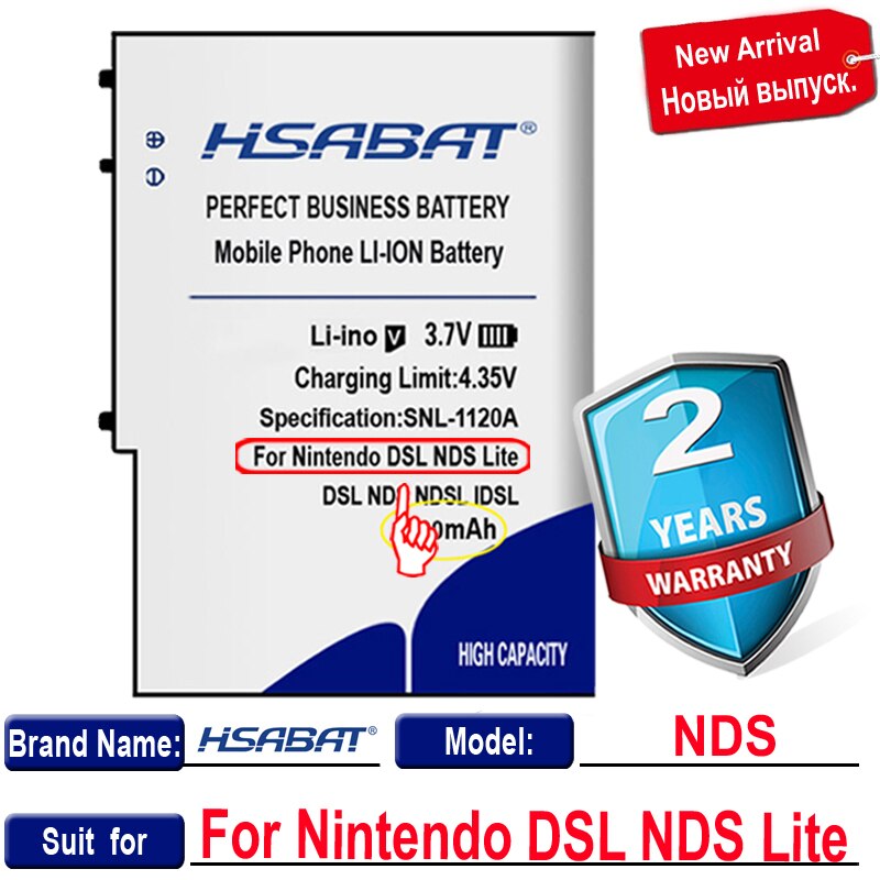 100% Originele Hsabat 2200 Mah Batterij Voor Nintendo Dsl Nds Lite Voor Dsl Nds Dslnds