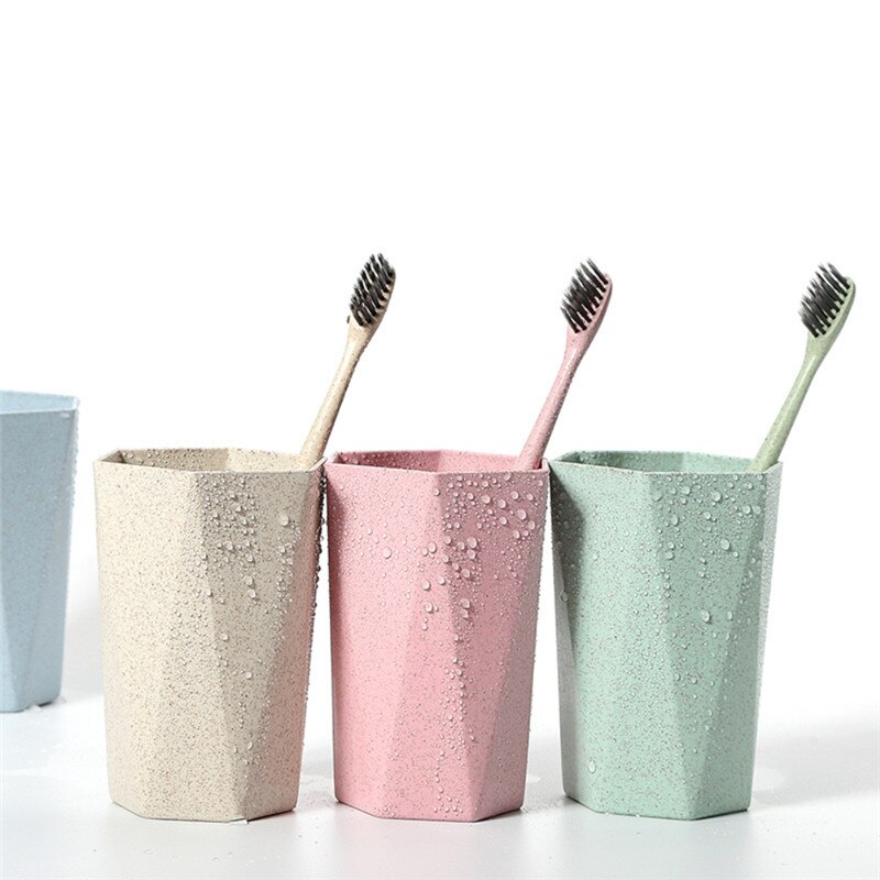 Toothbrush Cup Comfortable Feel Wheat Straw Drinking Cup Mug Wash Gargle Cup Mouth plastic bathroom accessories