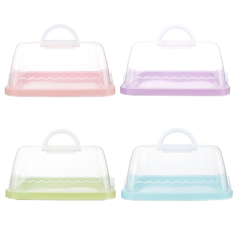Portable Plastic Square Cake Box Dessert Container Case Handheld Cupcake Carrier Storage Box Wedding Birthday Kitchen Supplies