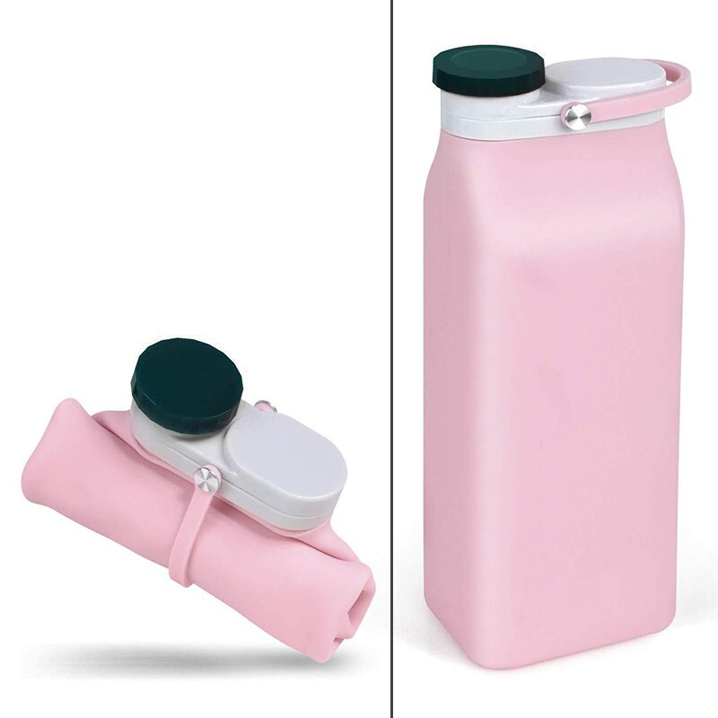 Sammenleggbar vannflaske av silikon, bærbar, sammenleggbar sportskantine til reise og utendørs - bpa-fri lekkasjesikker 20oz