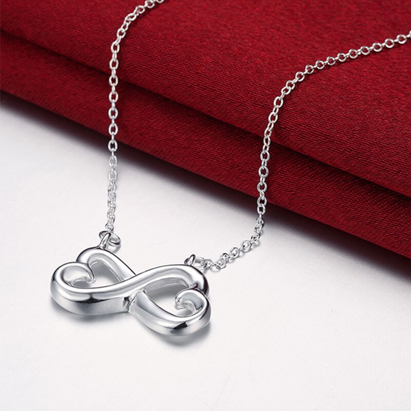 Silver 925 Jewelry Set 8 Word Bride Necklace Ring Earring For Women Wedding Jewelry Set