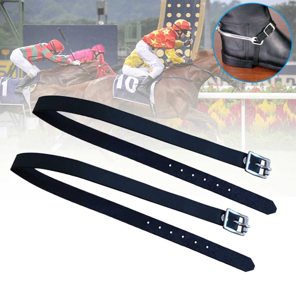 2 Pcs Solid Met Gesp Outdoor Lange Sport Duurzame Beschermende Apparatuur Paardrijden Training Accessoires Spur Strap Pu Leather