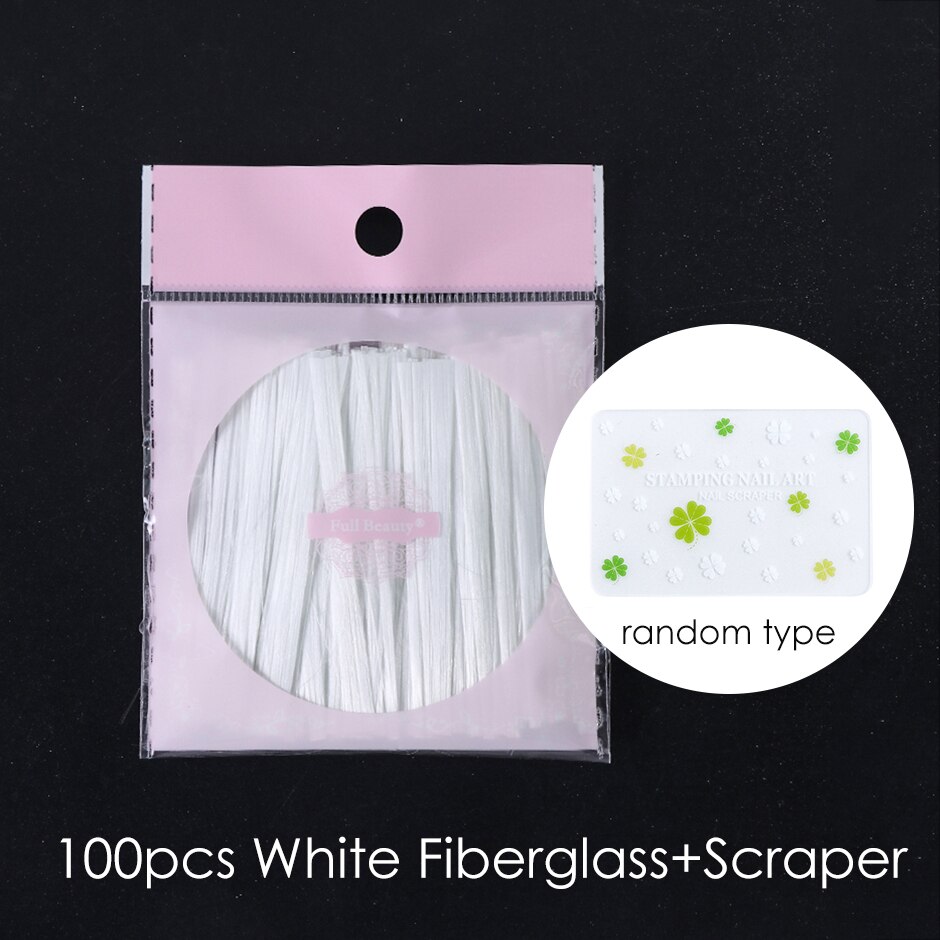 1m/2m/5m glasfiber för nagel akrylförlängning franska spetsformade spetsar glasfiber silke manikyrförlängningsset  ch1578: Klar 110pc skrapa