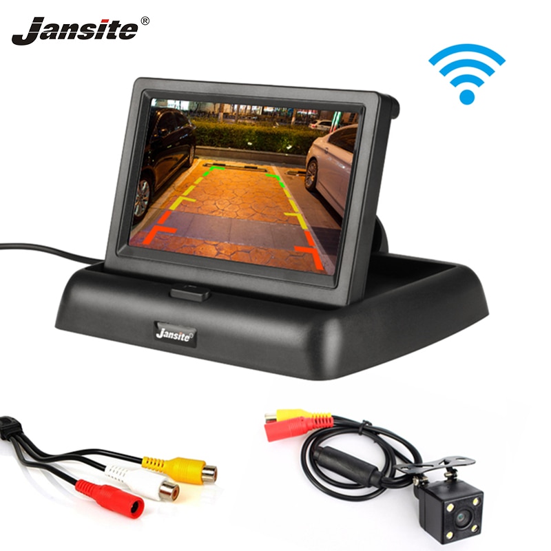 Jansite 4.3 inch HD car monitor Wireless parking assist system Reverse image Folding Sedan RV 12V REAR VIEW