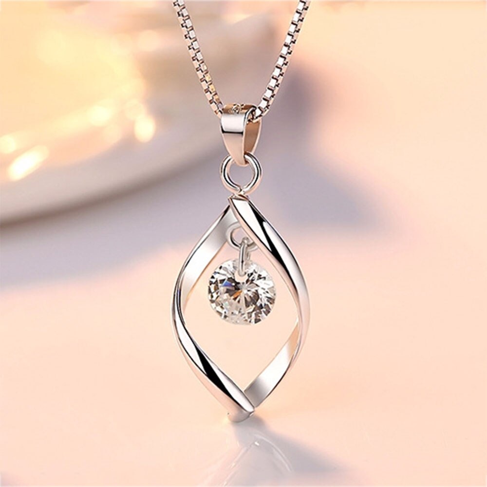 925 Sterling Zilver Vrouwen Kettingen Knipperende Radiance Hanger Zirkoon Sleutelbeen Ketting Sieraden