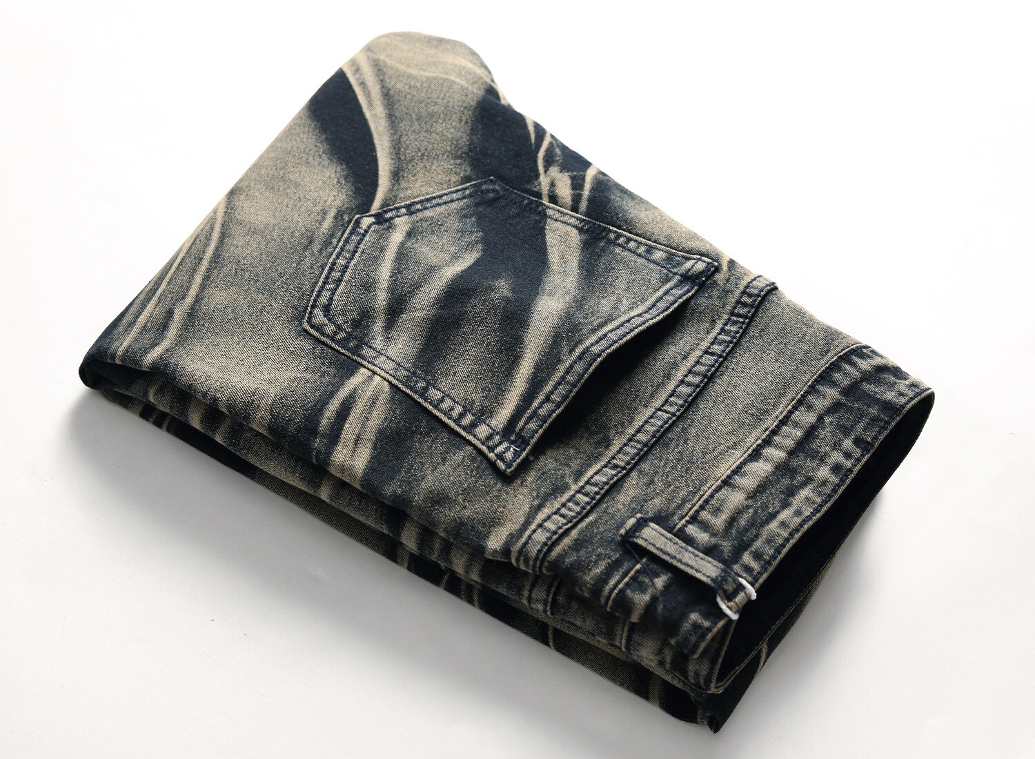 Men's Vintage Ripped Jeans Joggers Retro Yellow Distressed Denim Pants Trousers Plus Size 29-40 Skinny Jeans Men