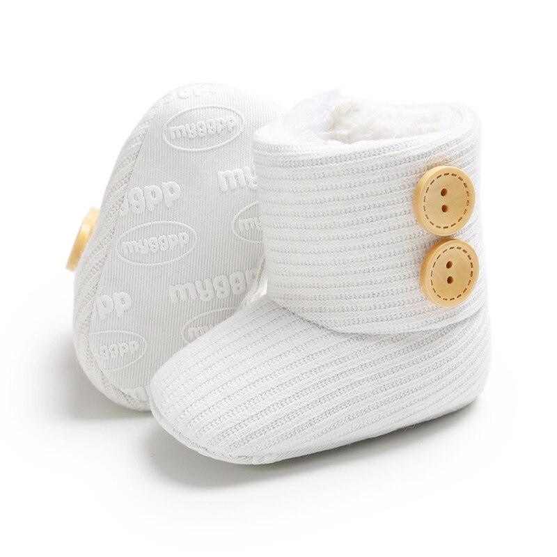 Winter Warm Babyschoenen Baby Ankle Snowboots Infant Haak Knit Fleece Baby Schoenen voor Jongens Meisjes Christmas: white / 5