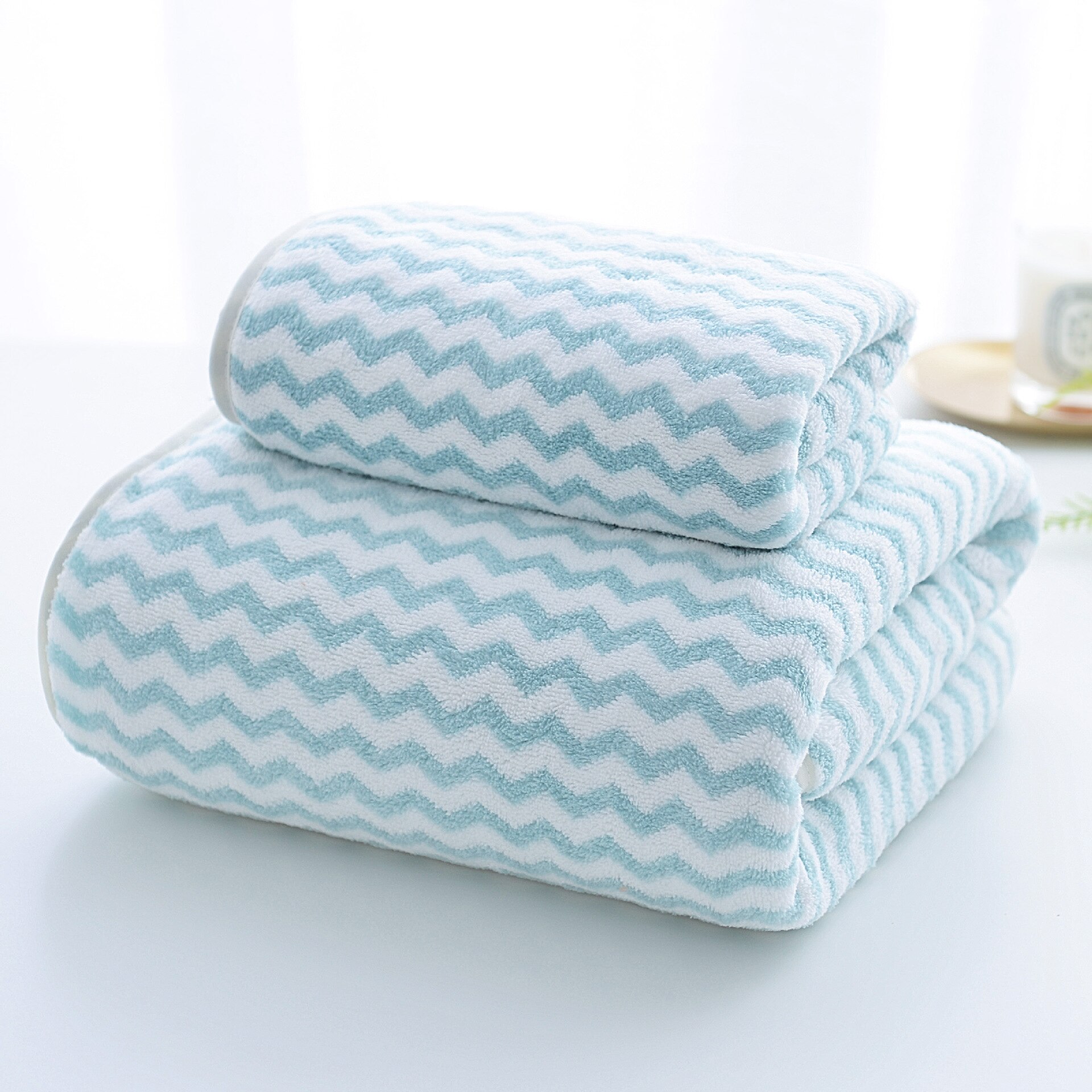 Super Soft Thicken Absorb Water Coral Velvet Bath Towel Face Towels Set Breathable Cozy Quick Dry Home Hotel Beach Towel Sets: Light Blue