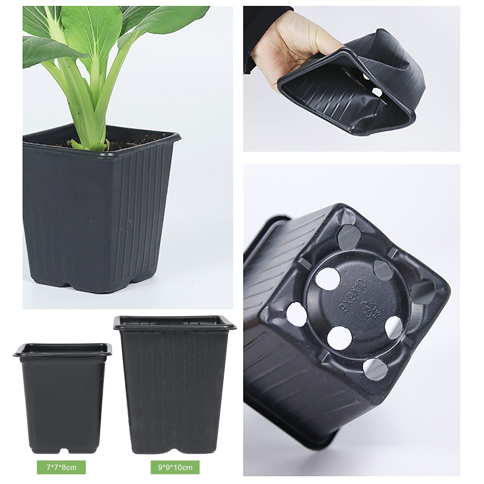 12/15pcs Square Plastic Black Color Flower Pots Garden Planters Small Square for Succulent plants vegetable 35a