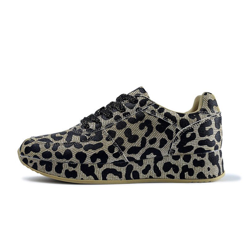 Leopard damskor 6cm tjockare höjd sula kvinna skor temperament vilda sneakers för dam zapatos de mujer: Guld- / 36