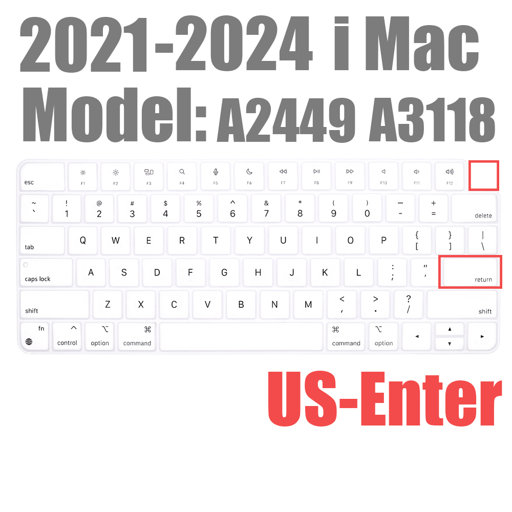 For Apple iMAC Keyboard Cover release) A2450 A2449 Magic Keyboard Stickers Protector Silicone Bluetooth keyboard case US: US- type white