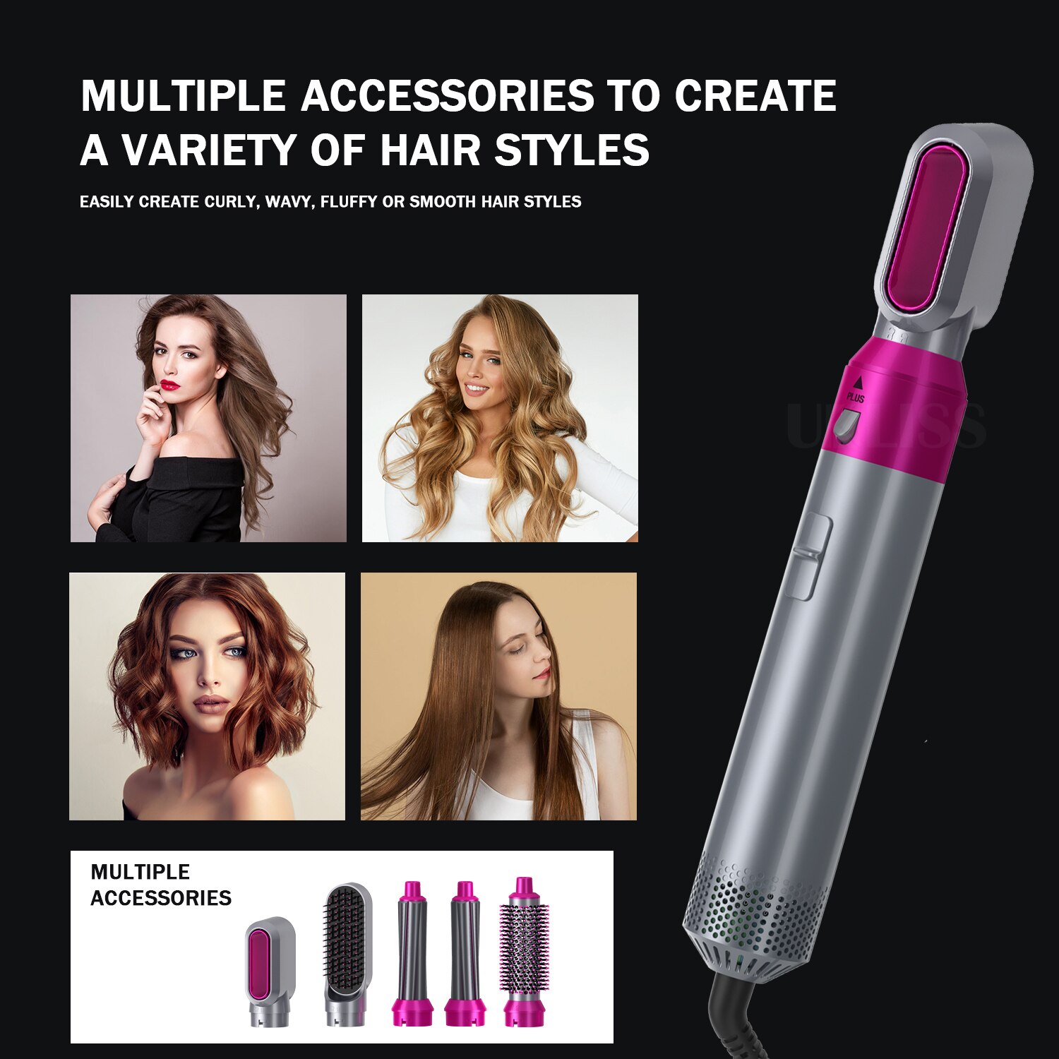 Kam 5 In 1 Föhn Borstel Hair Curler Warmte Borstel Stijltang Air Brush Smoothing Brush Klap droger Set Haardroger