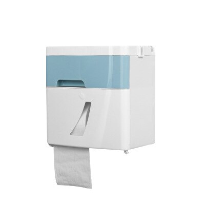 Bathroom Waterproof Tissue Box Plastic Toilet Roll Paper Holder Drawer Storage Box Double Layer Dispens Wall Mounted Paper: Blue