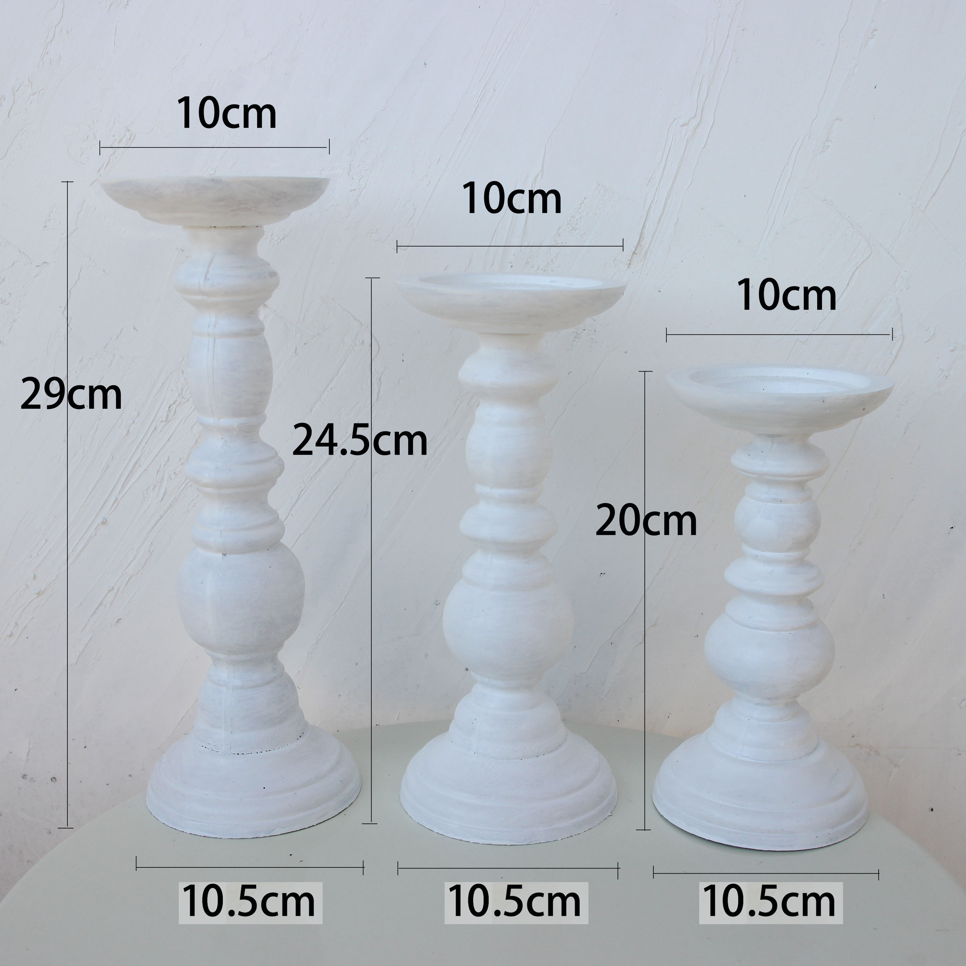 Ensemble de bougeoirs en bois blanc ci-après, chandelier, pot de plantes succulentes, décoration de table et de bureau, décor rustique de mariage et de