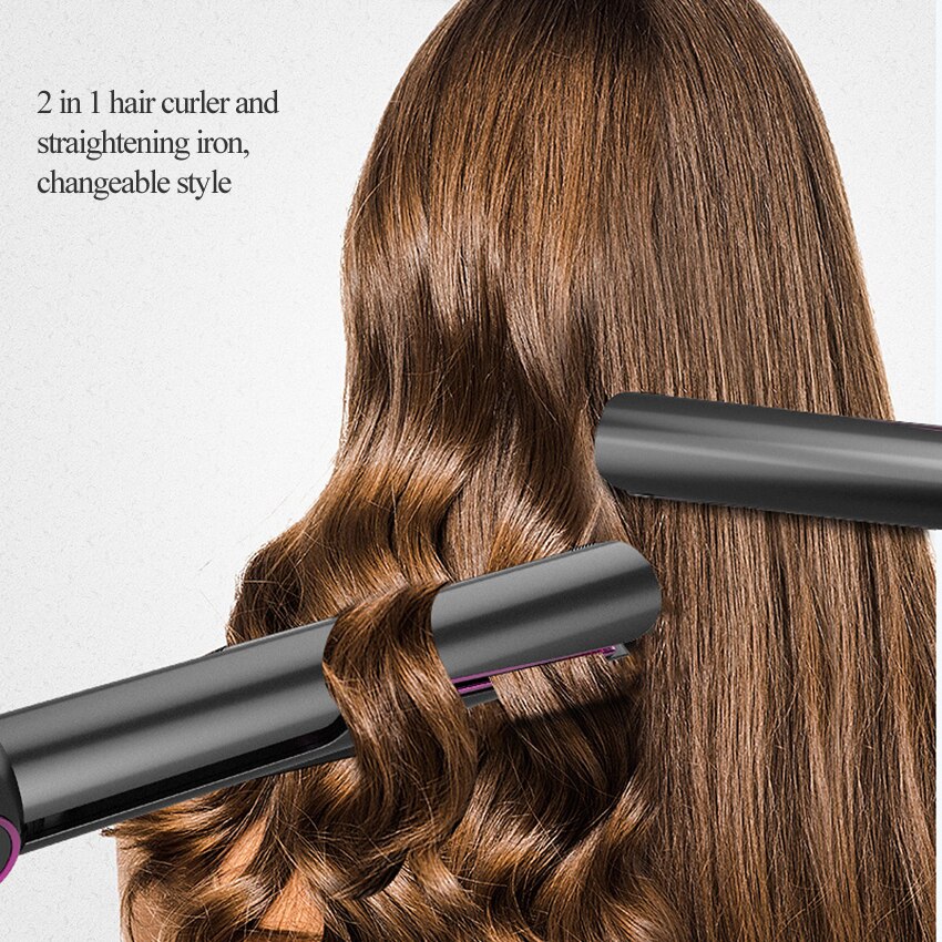 2 in 1 Twist Hair Straightener and Curler Ceramic Coated Plate Flat Iron Electric Hair Straightening Curling Iron Styling Tool