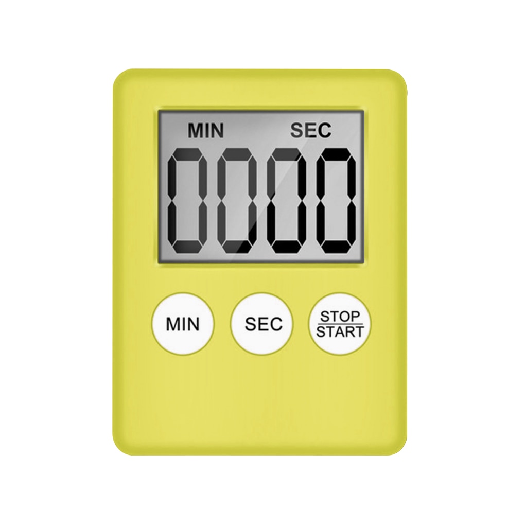 Kitchen Digital Timer Cooking Studying Count-down Clock LCD Screen Display Alarm Kitchen Gadget: Yellow