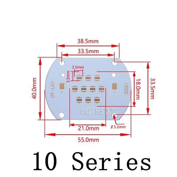 Cree XPE XTE XPG XPL XML3535 5050 XHP50 led placa PCB de cobre Led disipador térmico separación térmica lámpara Led Lase se puede usar para 10W-100W: 3535 10chips Copper / 5PCS