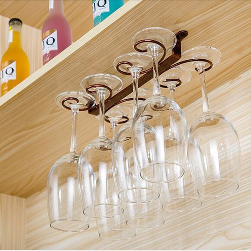 4 - 12 Wine glass rack Hanging Under Cabinet wine cup holder Stemware storage rack display shelf Organizer bar accessoires