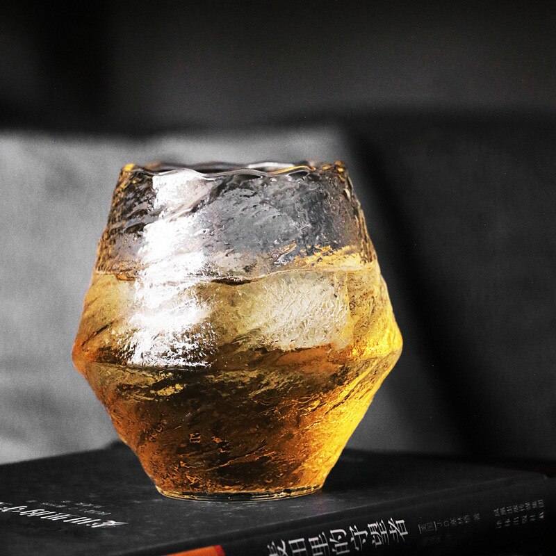 Japanese Hazy Air Wine Glass Snowflakes Falling Whiskey Tumbler Hammer Pattern Whisky Cup XO Brandy Drinking Glasses Wineglass