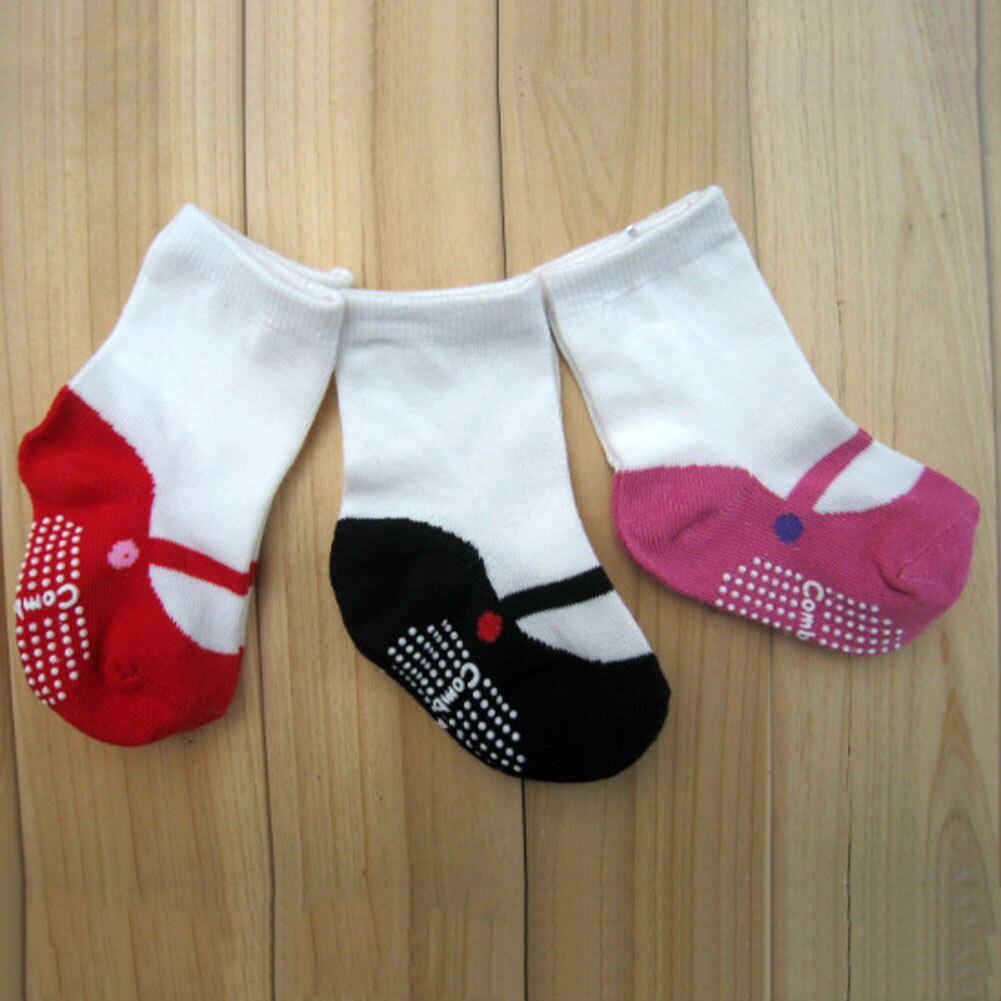 Baby Girl Warm Socks Dot Children Cute Slip Shoes Cotton Socks Kids 3 Colors