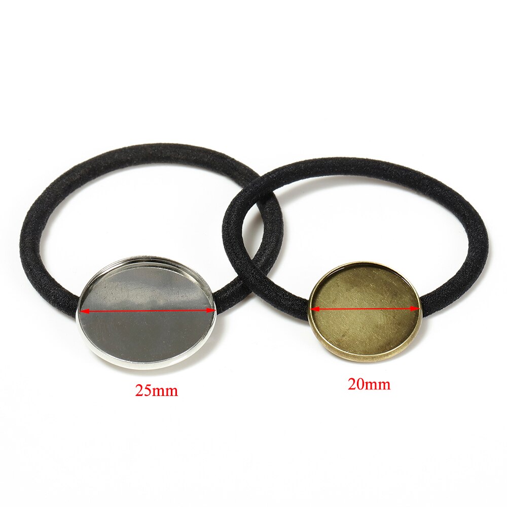 10st Hair Band Instellingen 20 / 25mm Cabochon Base Holder Hair Clips Elastic Band Touw DIY vrouwen Haar accessoires voor sieraden maken