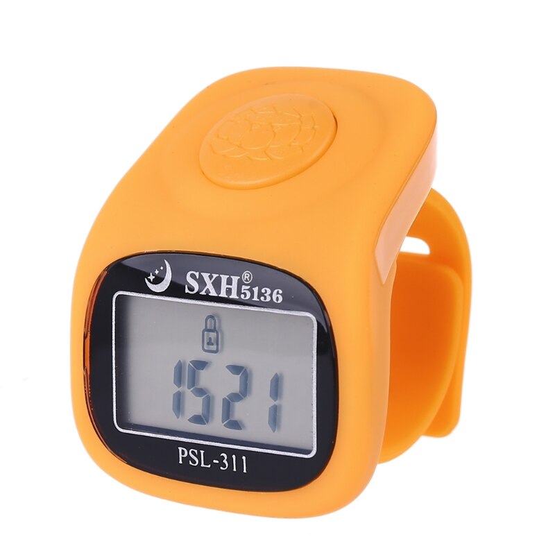 6 Digital Finger Tally Counter 8 Channels with LED Backlight Time Chanting Prayer Silicone Ring Electronic Hand Counter: Orange