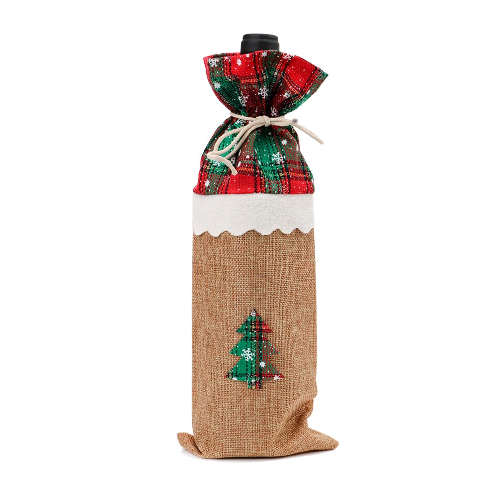 Julemanden rudolf juletræsflaske tøj vinflaske taskeovertræk til hjemmet xmas spisestue dekoration juledekoration: Juletræ