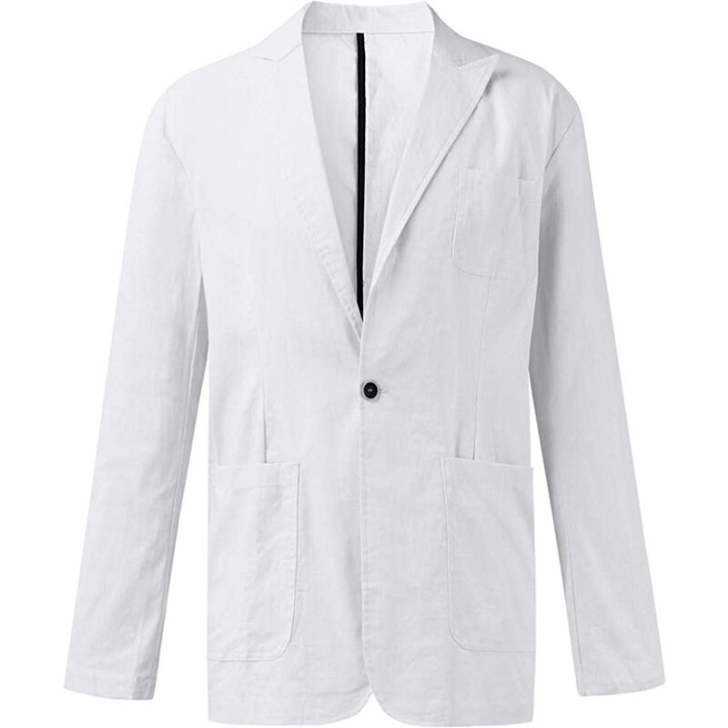 Jakkesæt til mænd business slim fit jakker frakker bryllup beskæftigelse social solid fest afslappet slank hør almindelig efterårstoppe